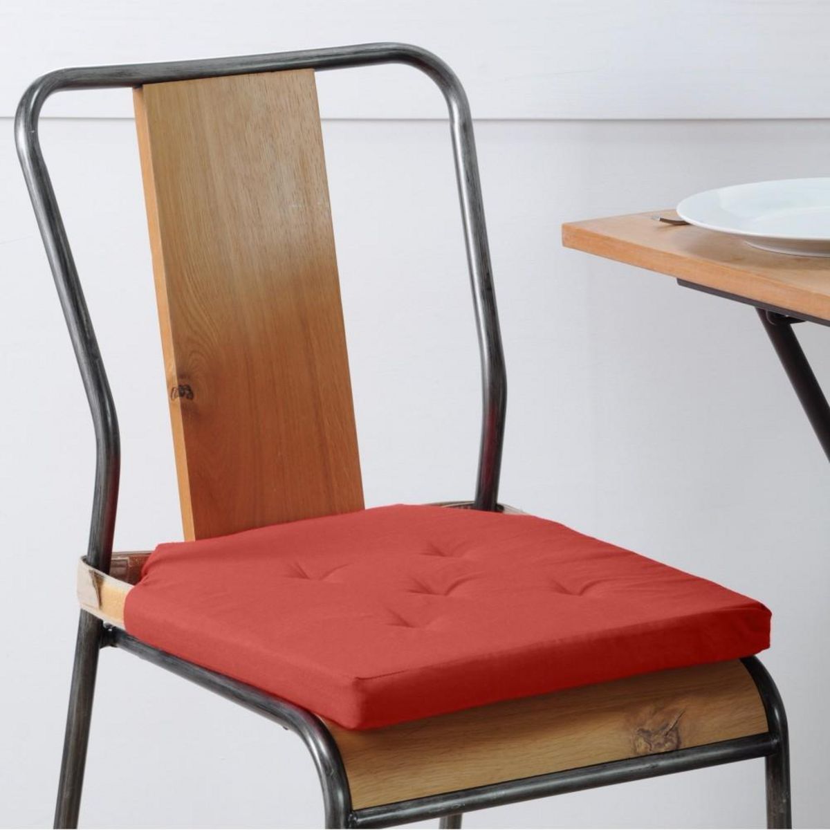 STOF Lot de 4 galettes de chaise Duo velcro 38x38 Terracotta lin