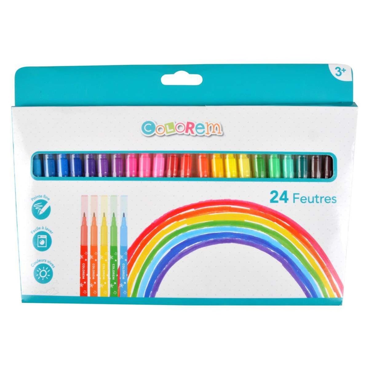 Paris Prix Lot de 24 Feutres  Pointe Fine  Multicolore