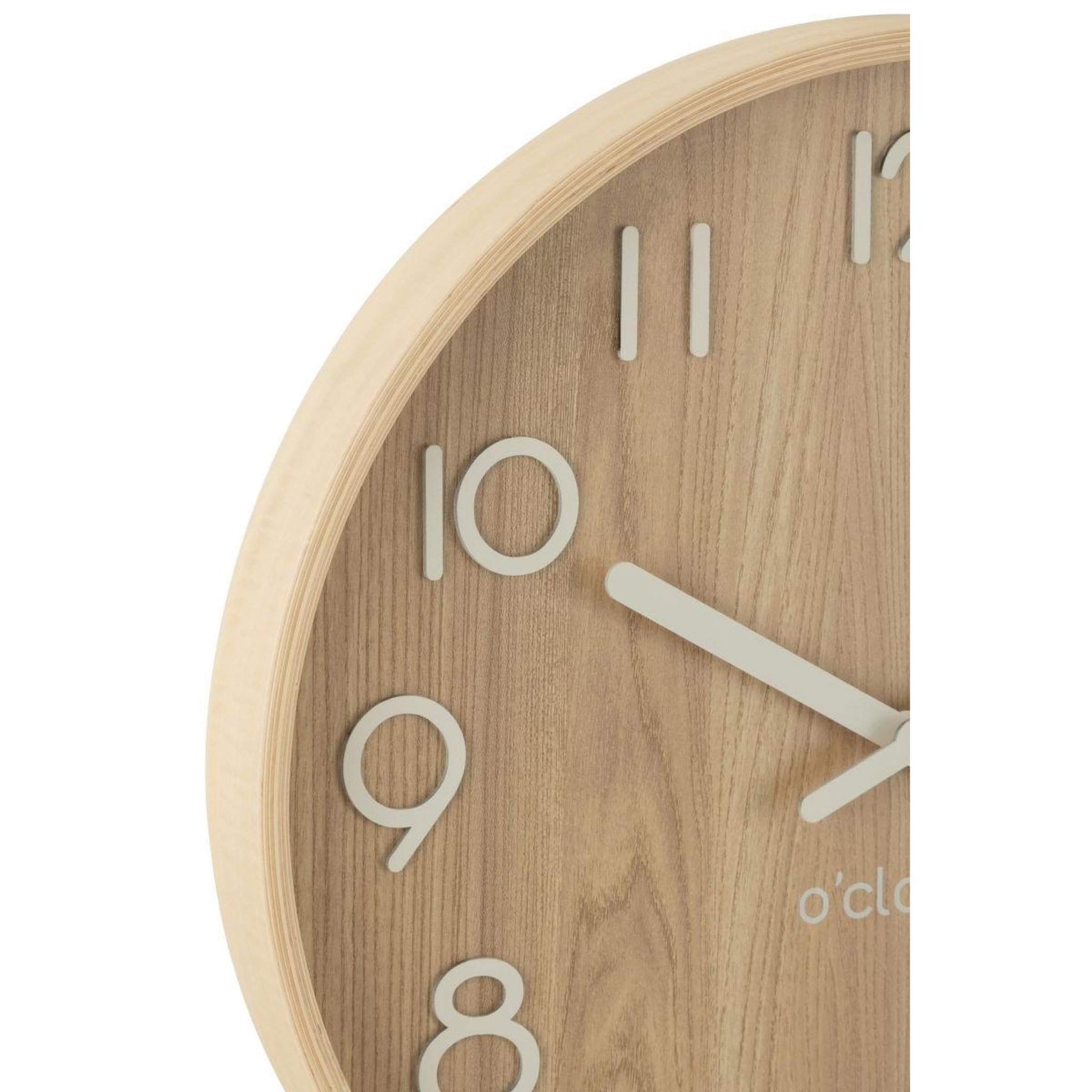 Voir la diapositive 2 : J-LINE Horloge Murale en Bois  Marion  53cm Naturel