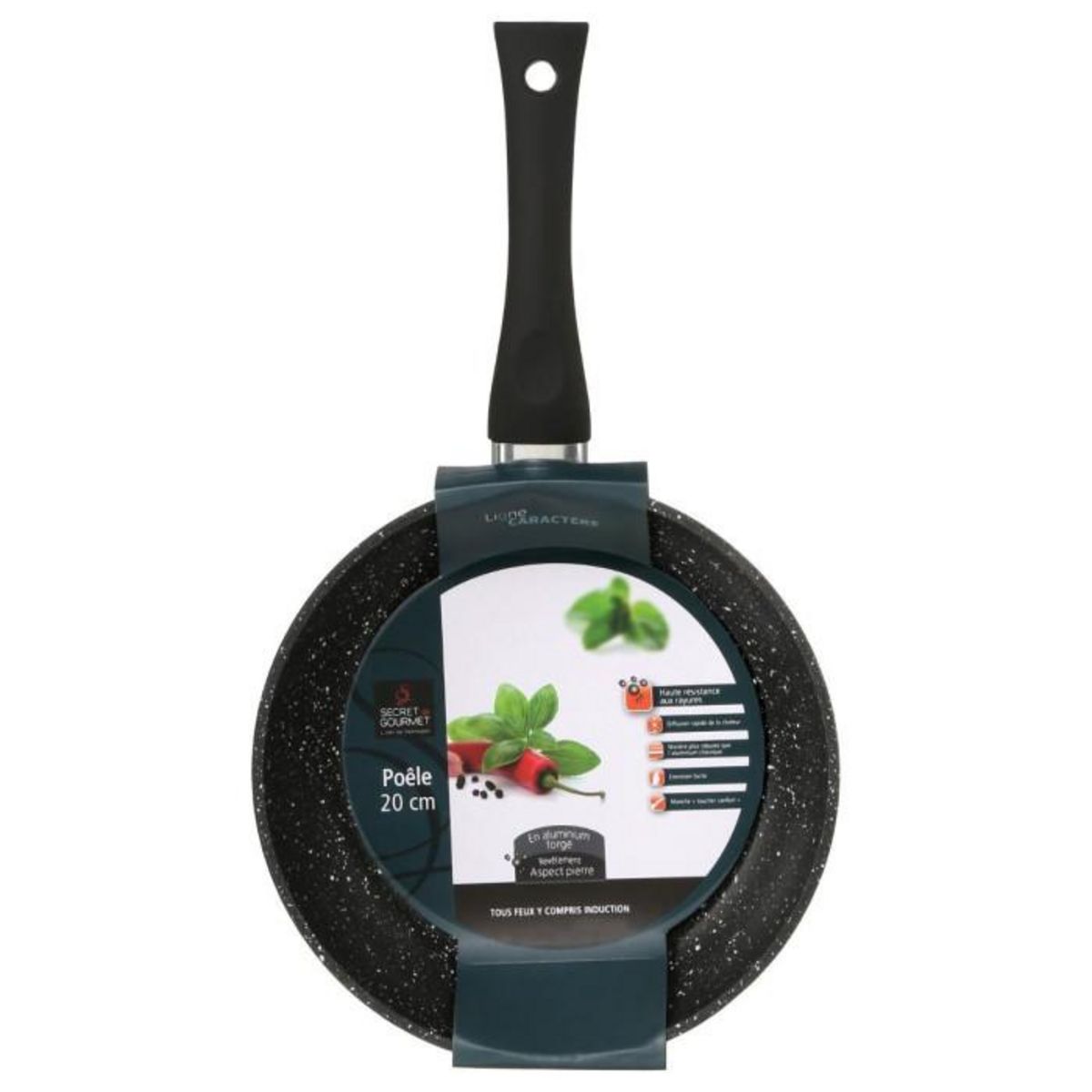 FIVE Poêle en Aluminium  Pierre  20cm Noir