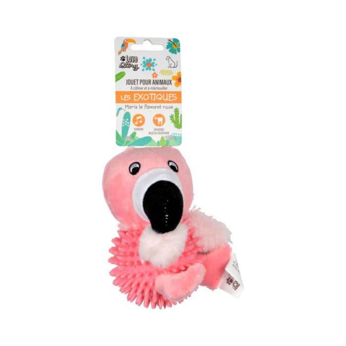 Paris Prix Jouet pour Chien Sonore  Maria le Flamant  16cm Rose