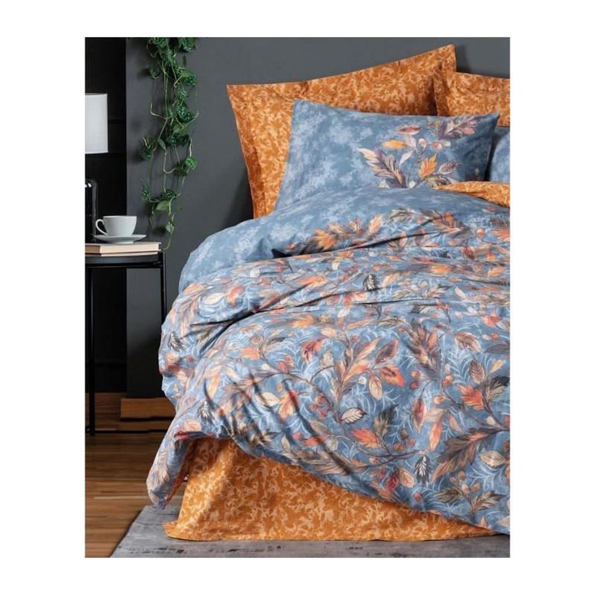 Voir la diapositive 3 : GENERIQUE Parure de lit - 129CTN64604 - 1 housse de couette 220 x 240 cm + 2 taies d'oreiller 60 x 60 cm - 100% coton ranforcé - Moutarde