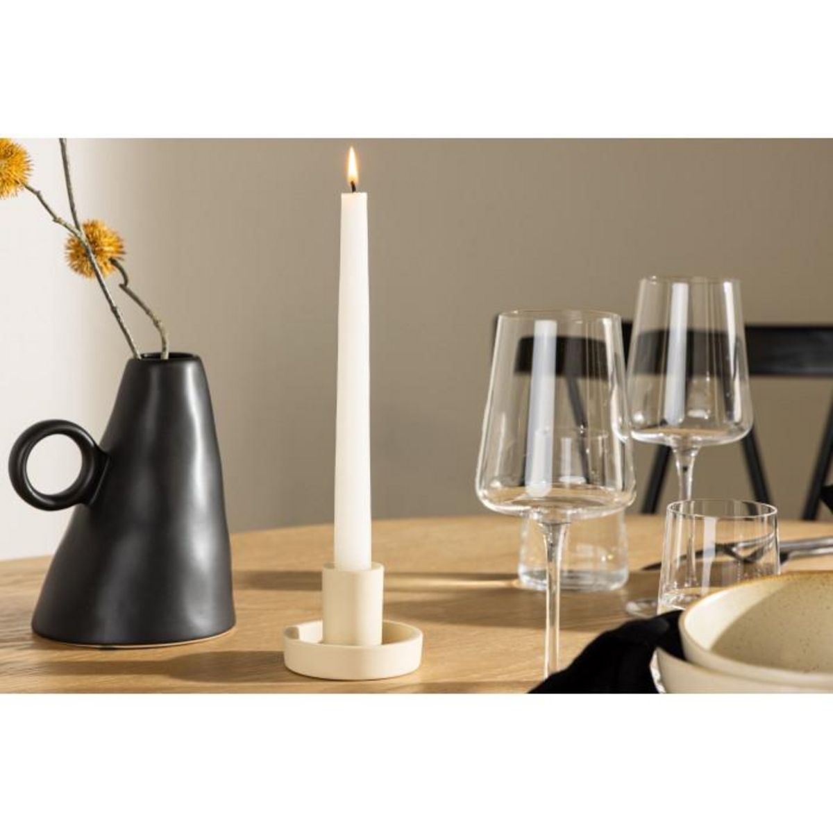 Paris Prix Bougeoir Design en Argile  Ceco  11cm Beige