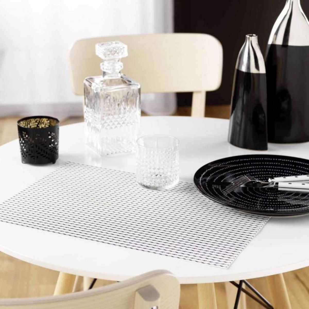Paris Prix Set de Table Imprimé  Lino  30x45cm Noir & Blanc