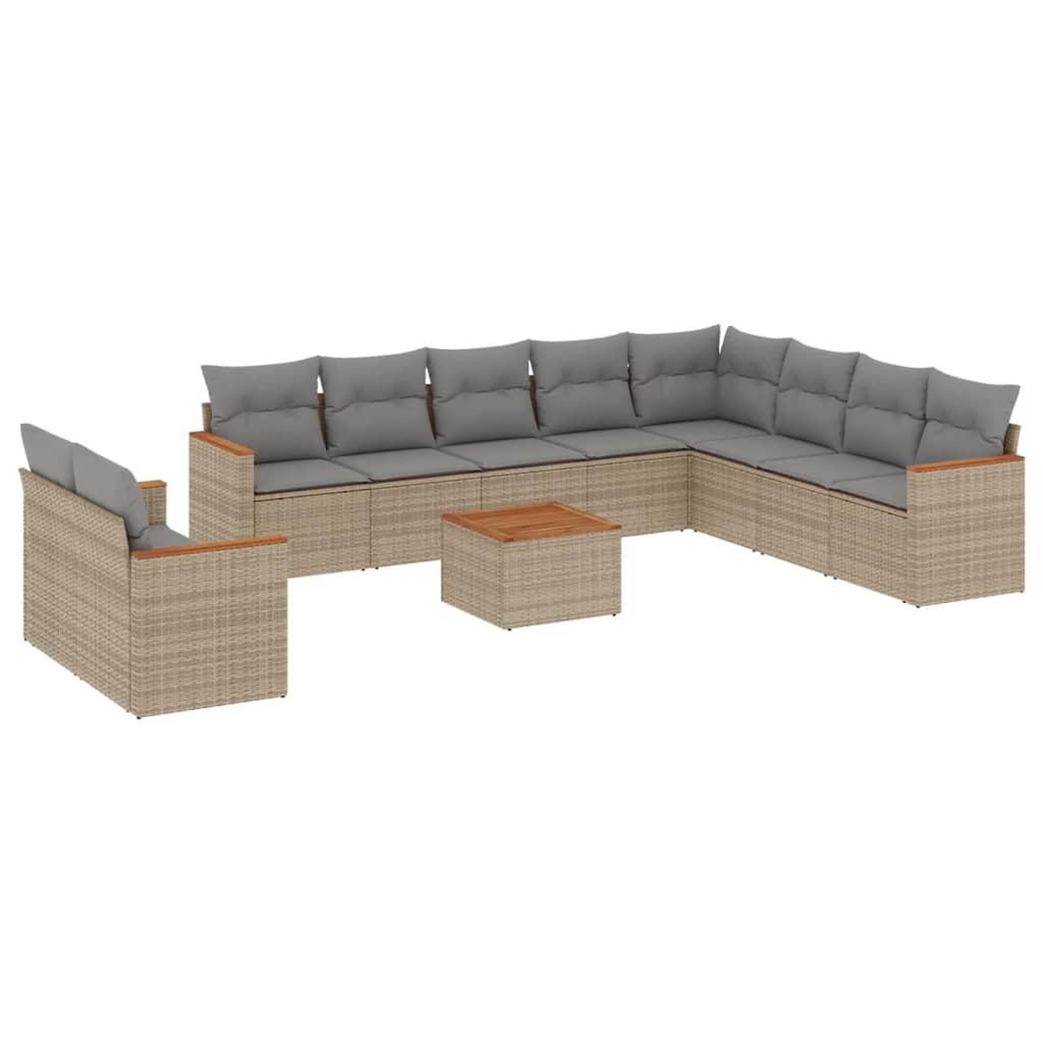 Voir la diapositive 2 : VIDAXL Salon de jardin et coussins 11 pcs melange beige resine tressee
