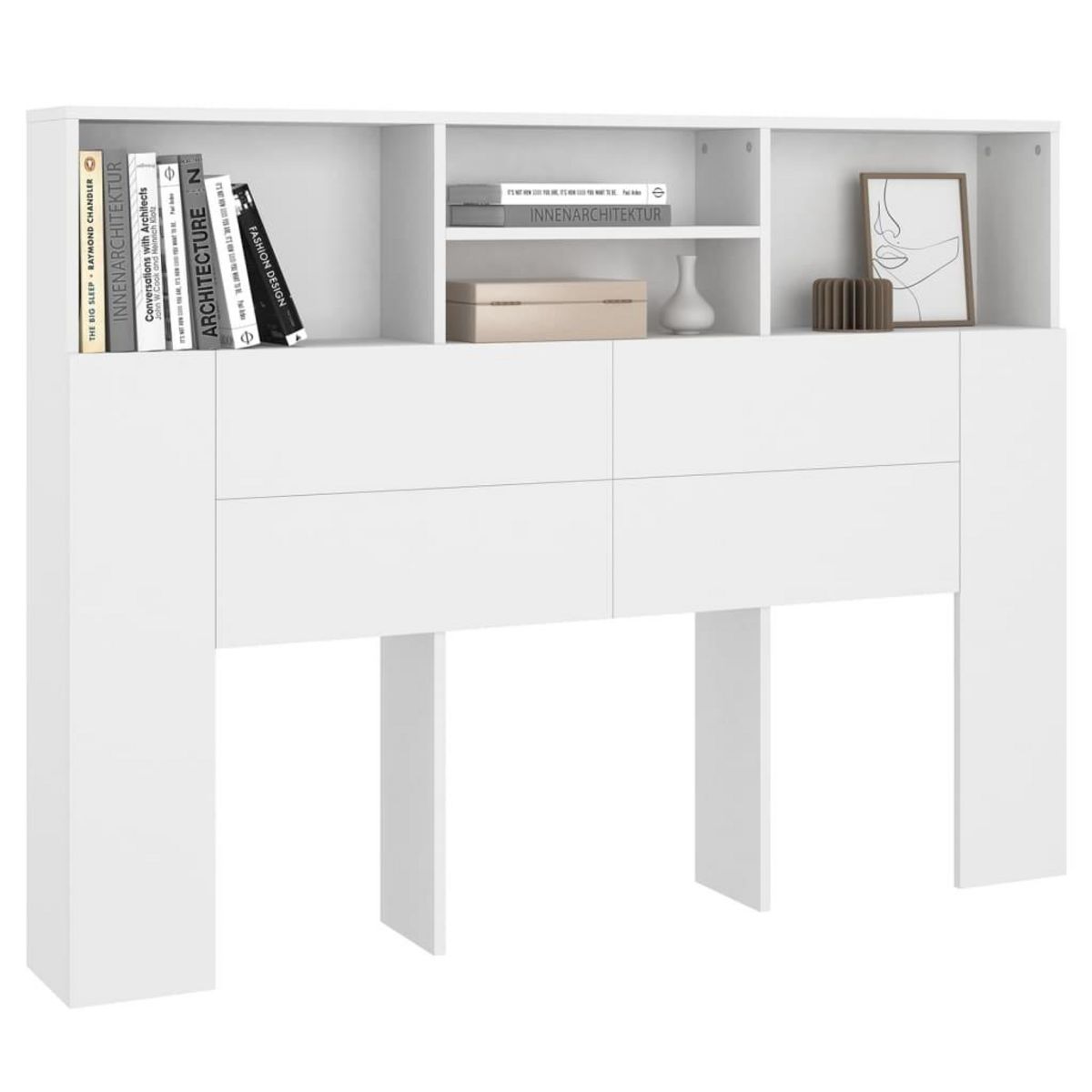VIDAXL Armoire de tete de lit Blanc 140x19x103,5 cm