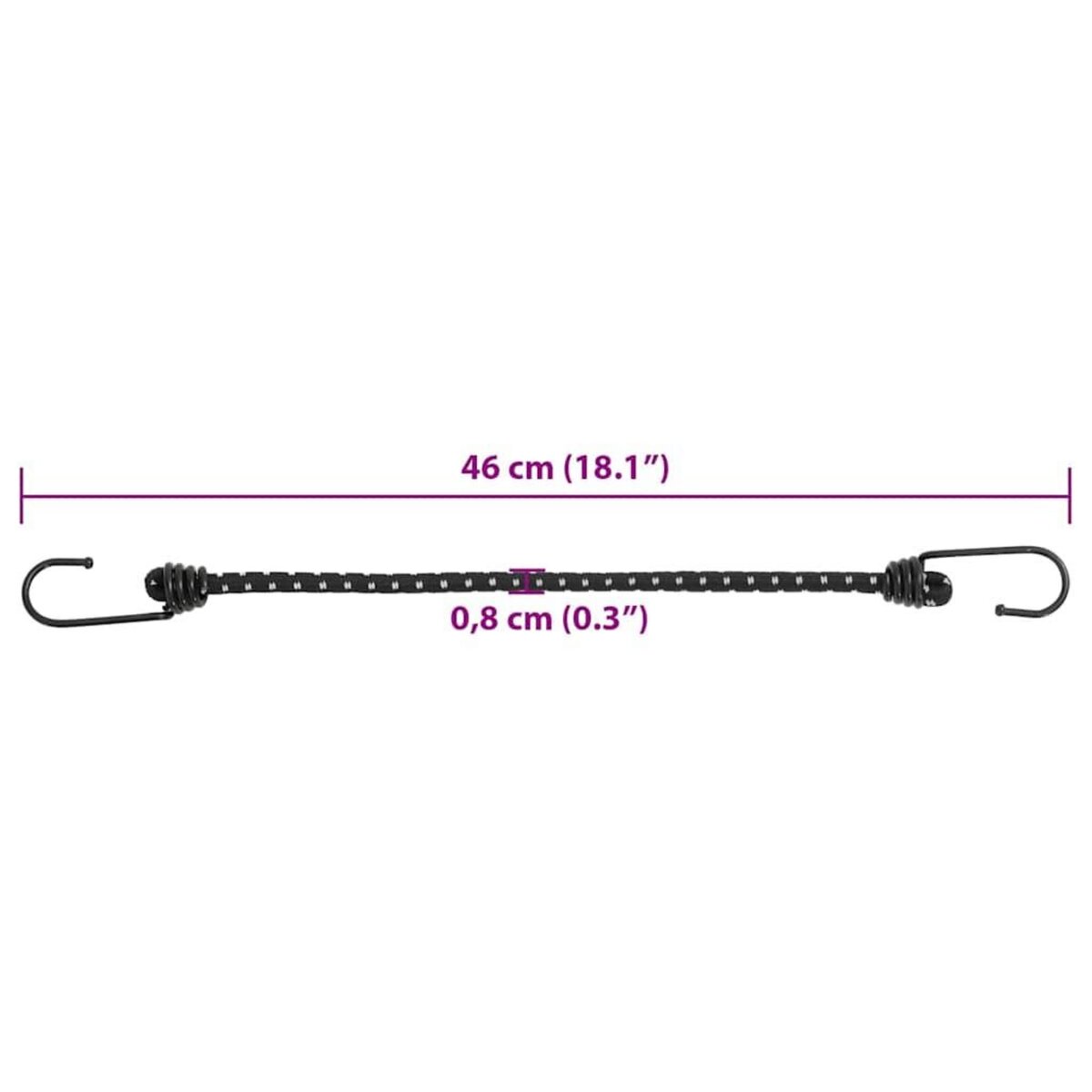 VIDAXL Cordes elastiques avec bandes reflechissantes et crochets 50pcs