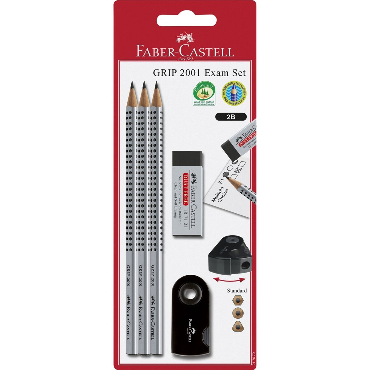 FABER CASTELL Lot de 3 crayons Graphites + 1 gomme + 1 taille-crayons