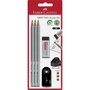 FABER CASTELL Lot de 3 crayons Graphites + 1 gomme + 1 taille-crayons