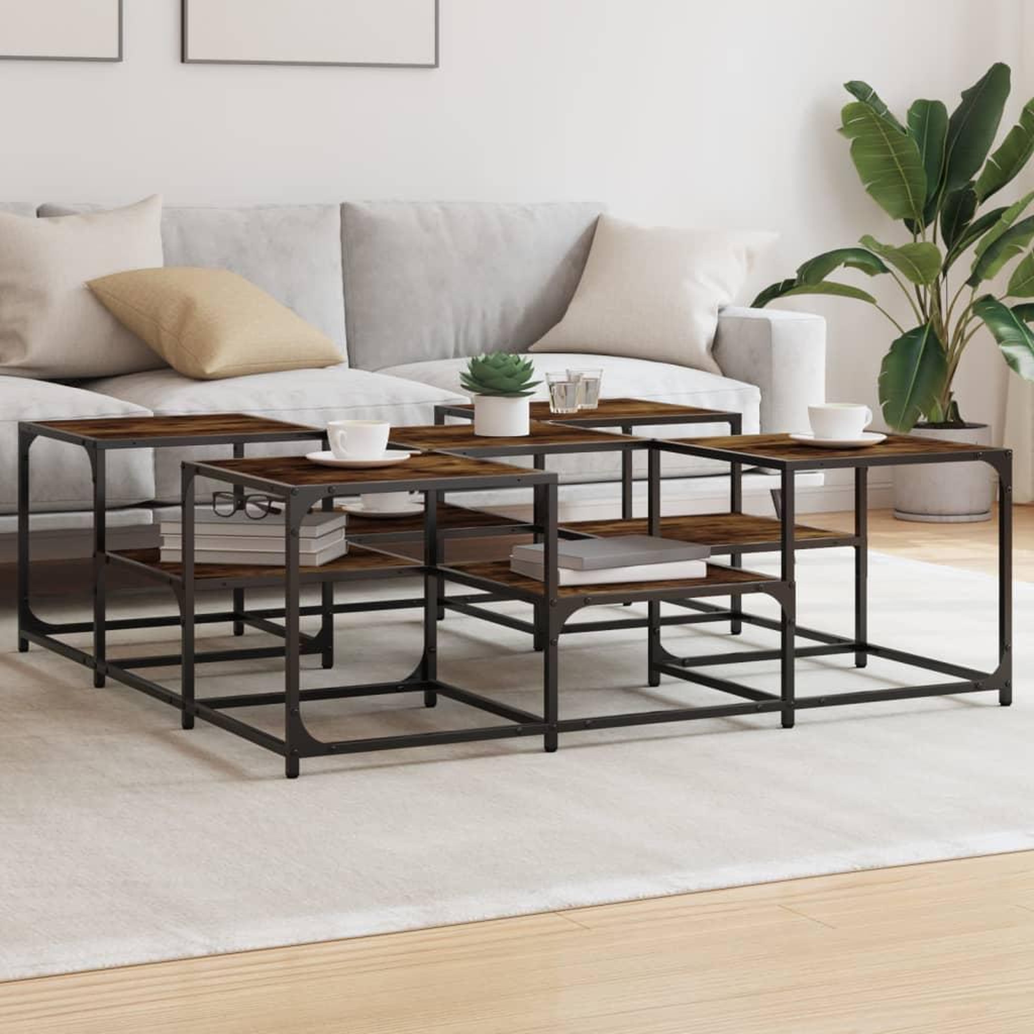VIDAXL Table basse chene fume 121x121x40 cm bois d'ingenierie