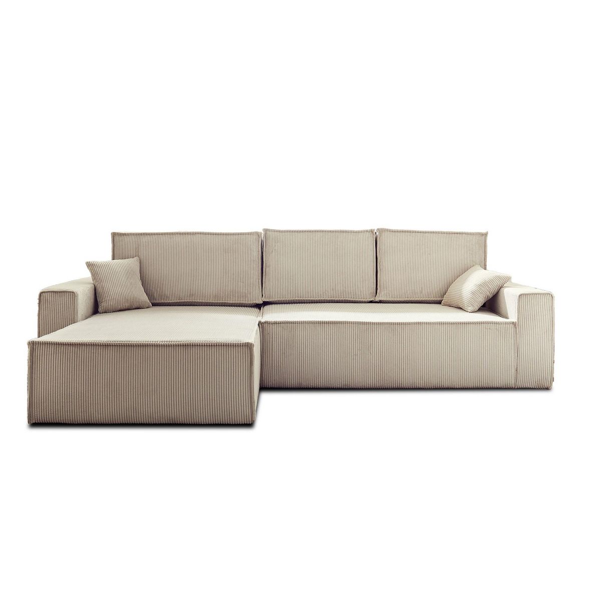 BEST MOBILIER Dellia - canapé d'angle réversible convertible - avec coffre - en velours côtelé - 4 places