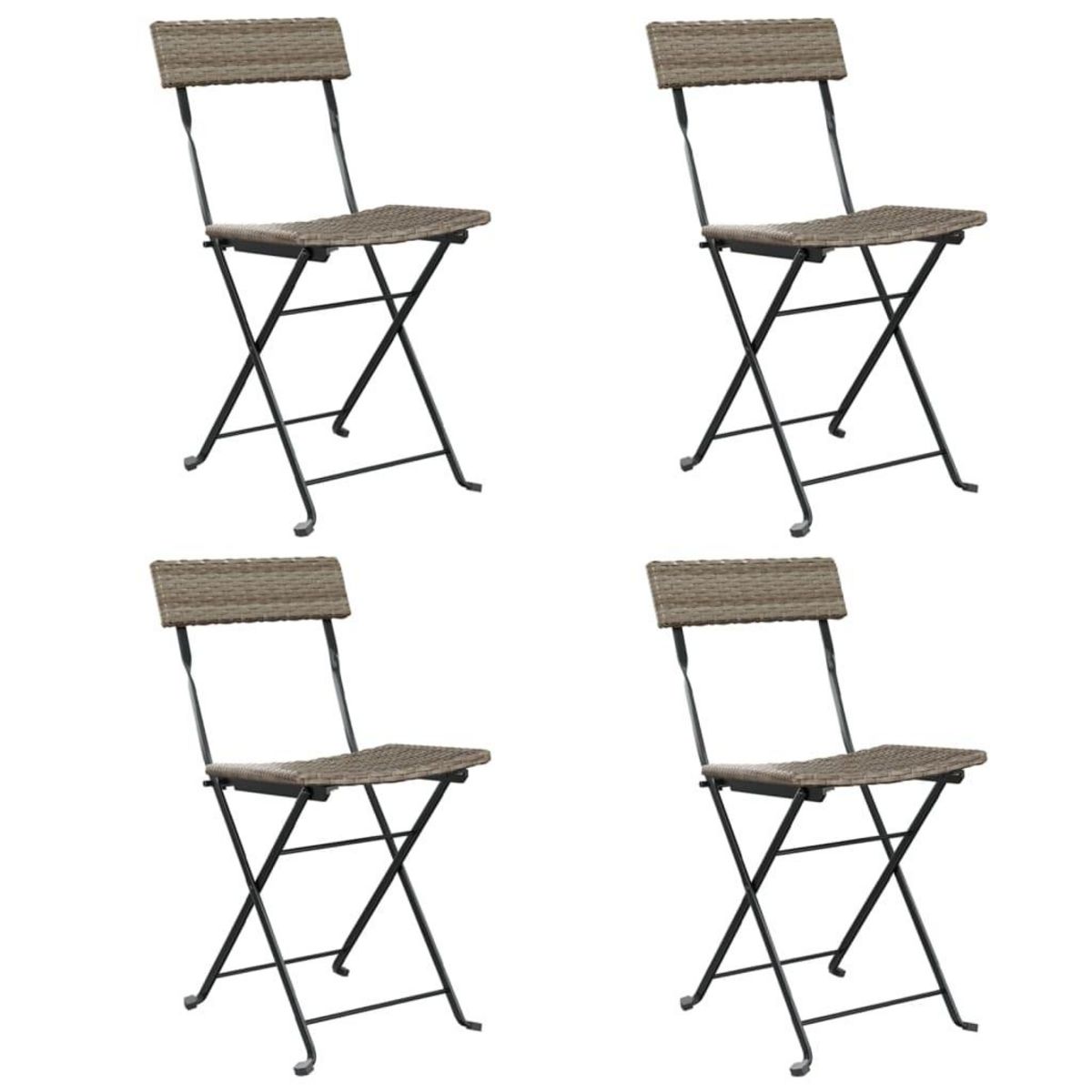 VIDAXL Chaises de bistrot pliantes lot de 4 Gris Resine tressee acier