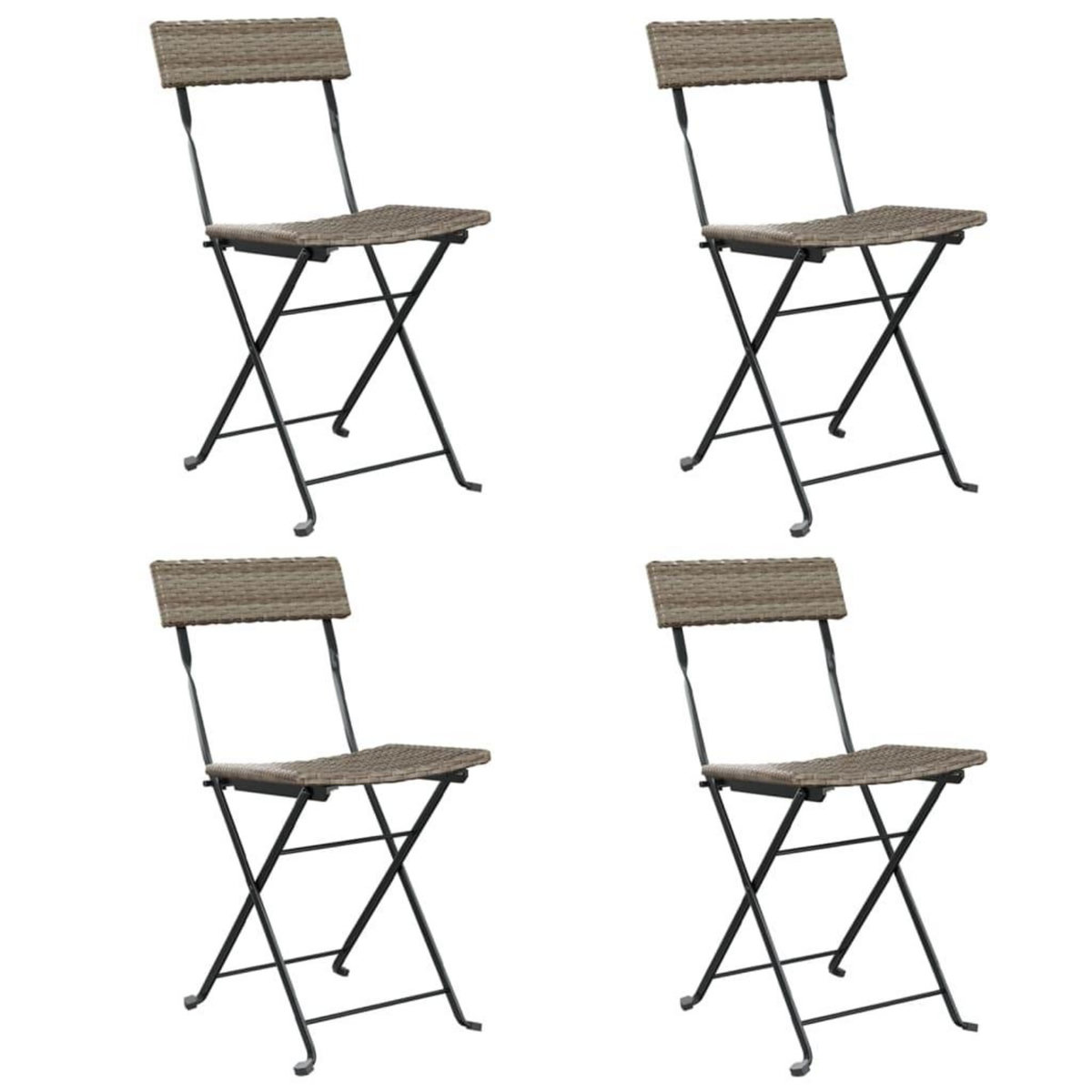 VIDAXL Chaises de bistrot pliantes lot de 4 Gris Resine tressee acier
