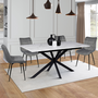 Voir la diapositive 4 : ID MARKET Table à manger extensible rectangle ALIX 6-10 personnes pied araignée noir plateau effet marbre blanc ALASKA 160-200 cm