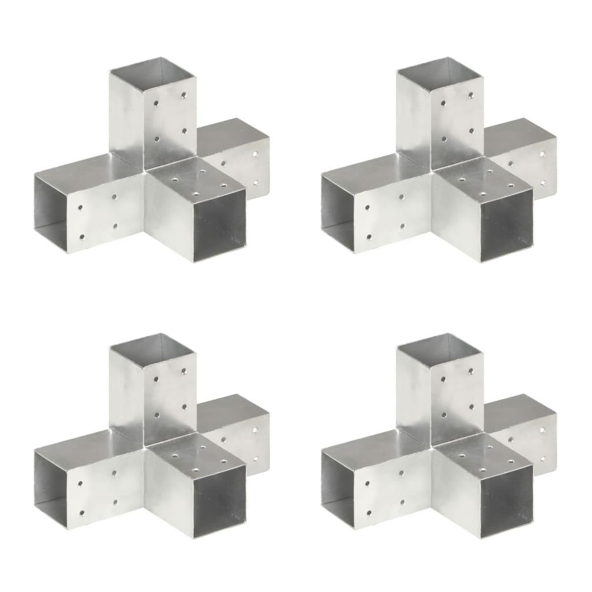 Voir la diapositive 1 : VIDAXL Connecteurs de poteau 4 pcs Forme en X Metal galvanise 71x71 mm
