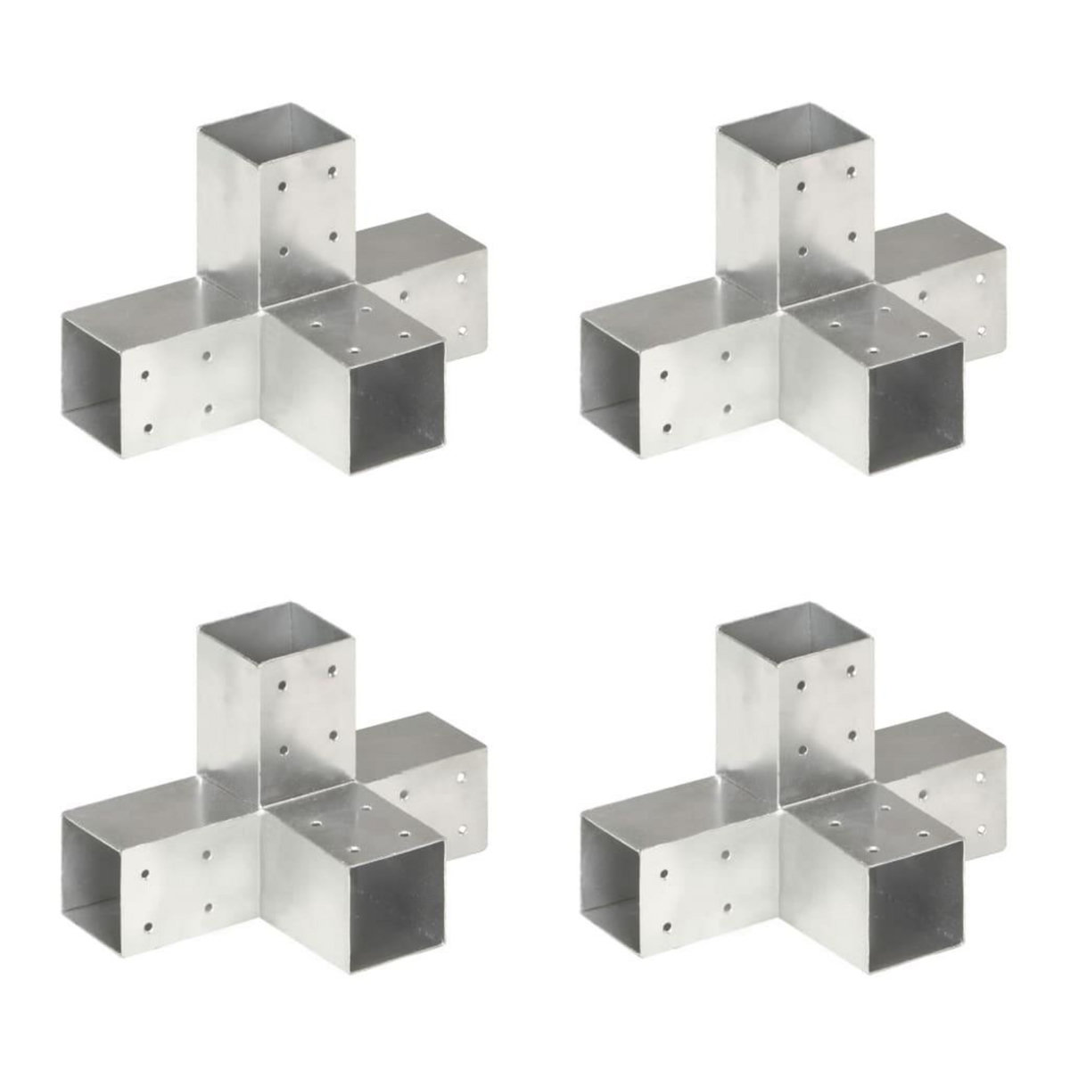 VIDAXL Connecteurs de poteau 4 pcs Forme en X Metal galvanise 71x71 mm