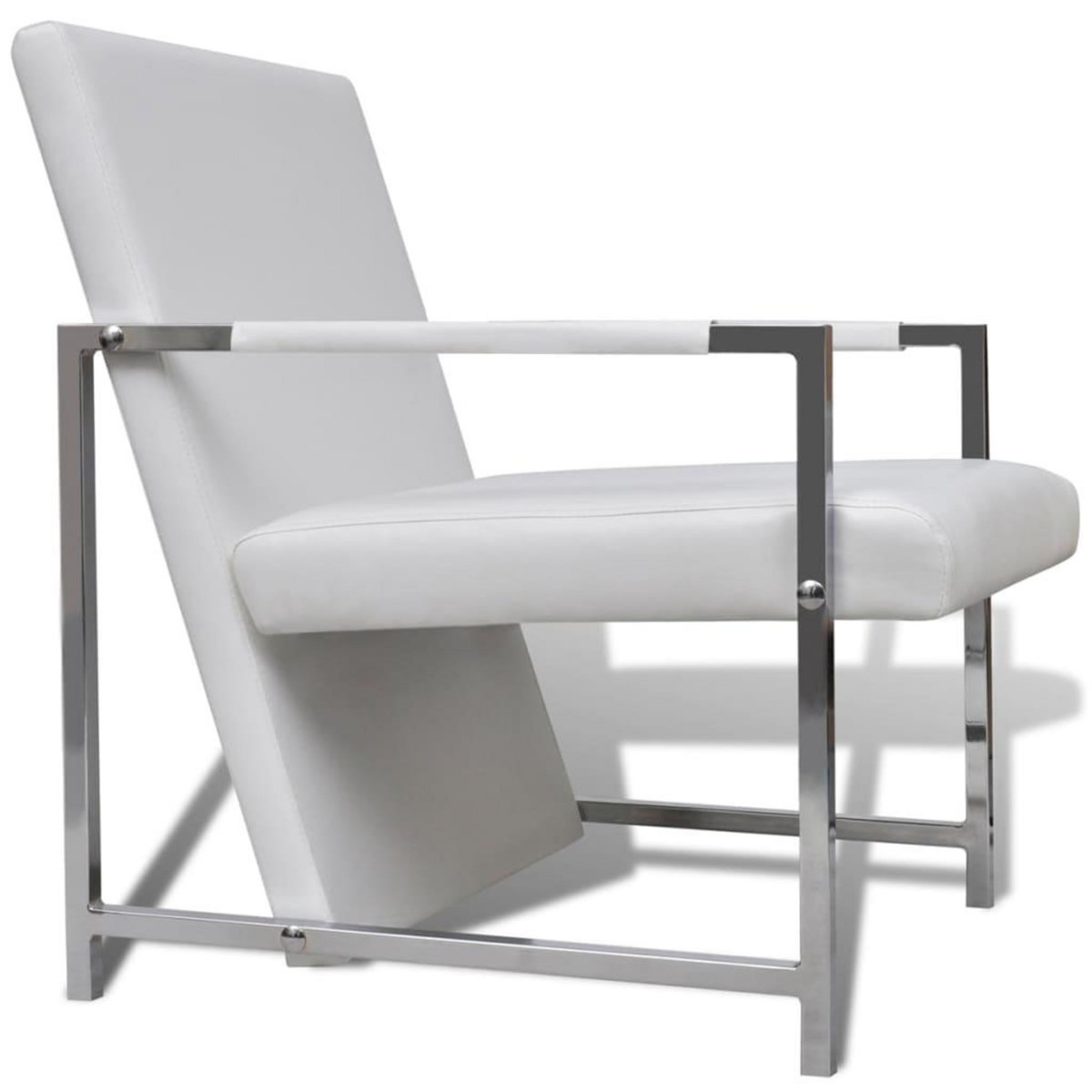 VIDAXL Fauteuils lot de 2 avec cadre chrome blanc similicuir