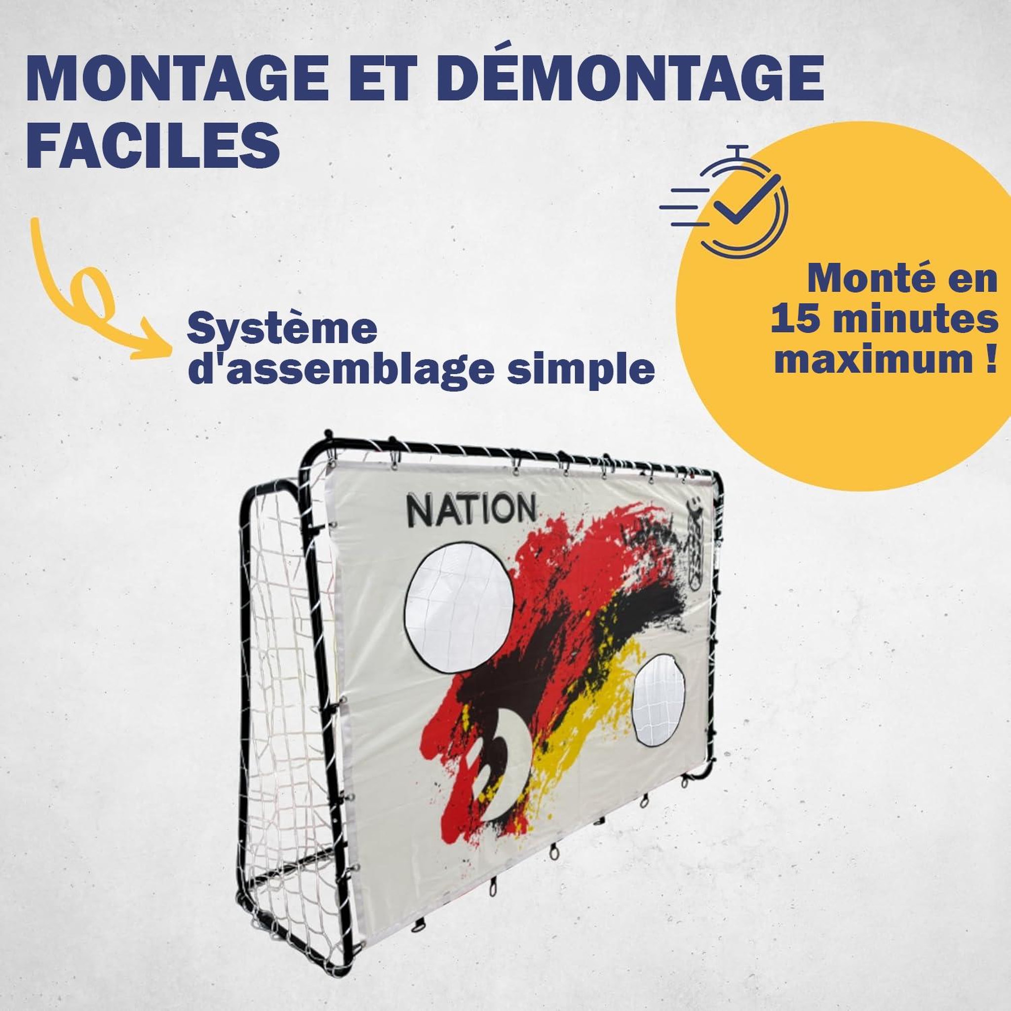 Voir la diapositive 2 : BEST SPORTING Filet de tir Nation D avec 2 trous de tir 193 x 150 cm