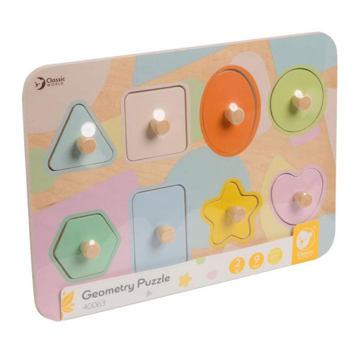 CLASSIC WORLD Classic World Wooden Nipple Puzzle Shapes, 8pcs. 40063
