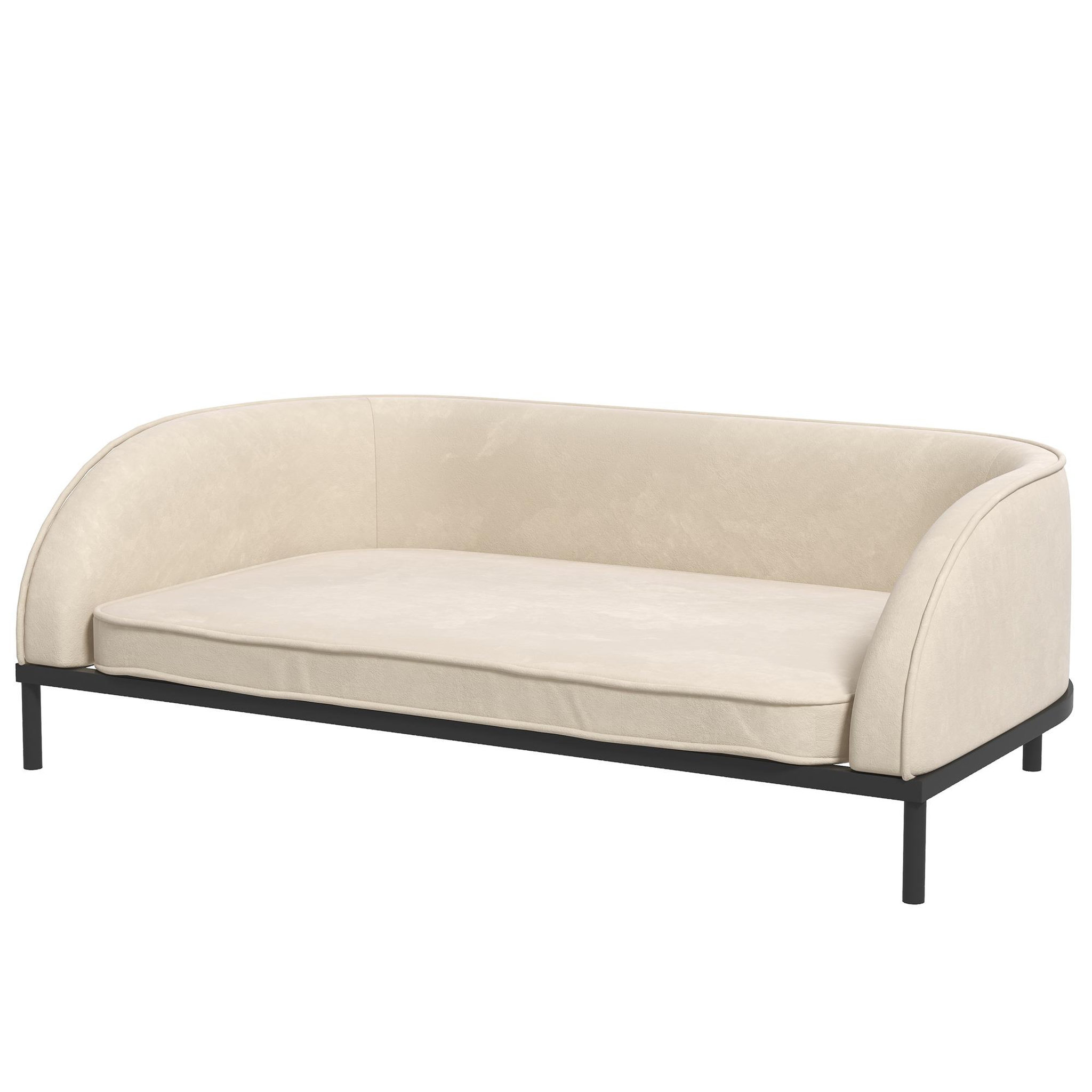 Voir la diapositive 1 : PAWHUT Canapé chien lit pour chien chat design contemporain dim. 101L x 62P x 34H cm coussin moelleux velours beige