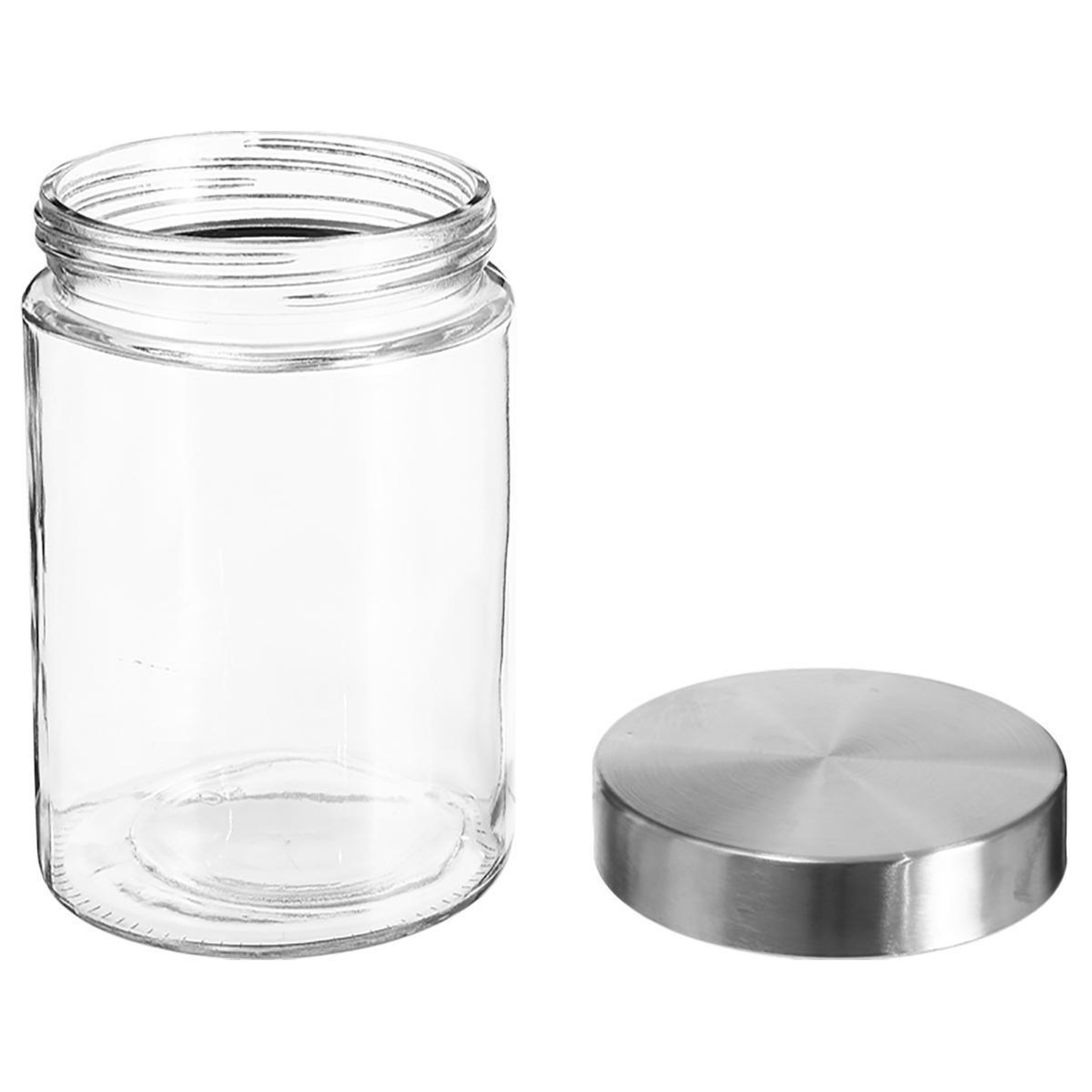 Voir la diapositive 2 : FIVE Bocal en verre  guy  1,2l transparent & argent