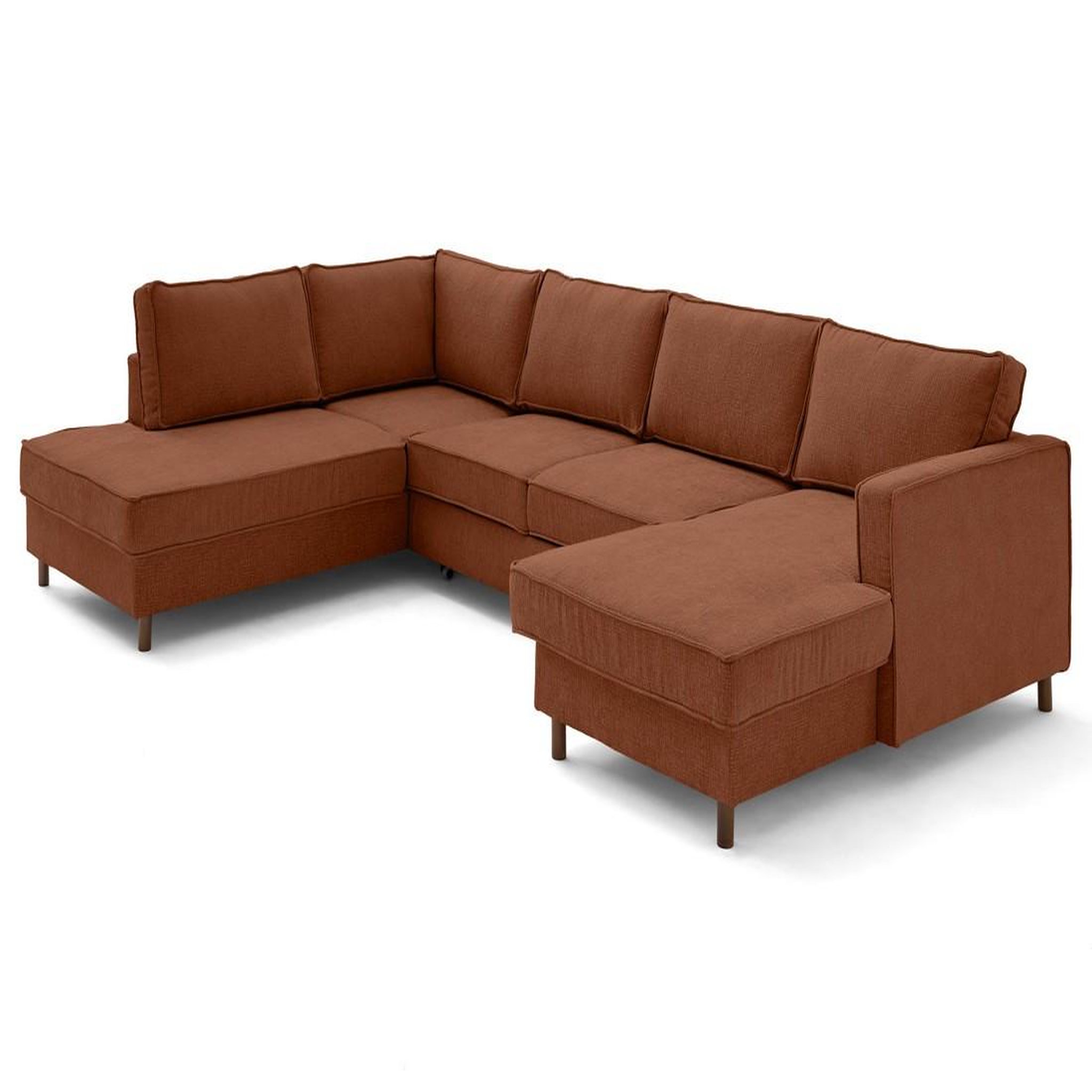 Voir la diapositive 4 : LISA DESIGN Jake - canapé panoramique d'angle gauche 7 places convertible avec coffre en tissu velours relief