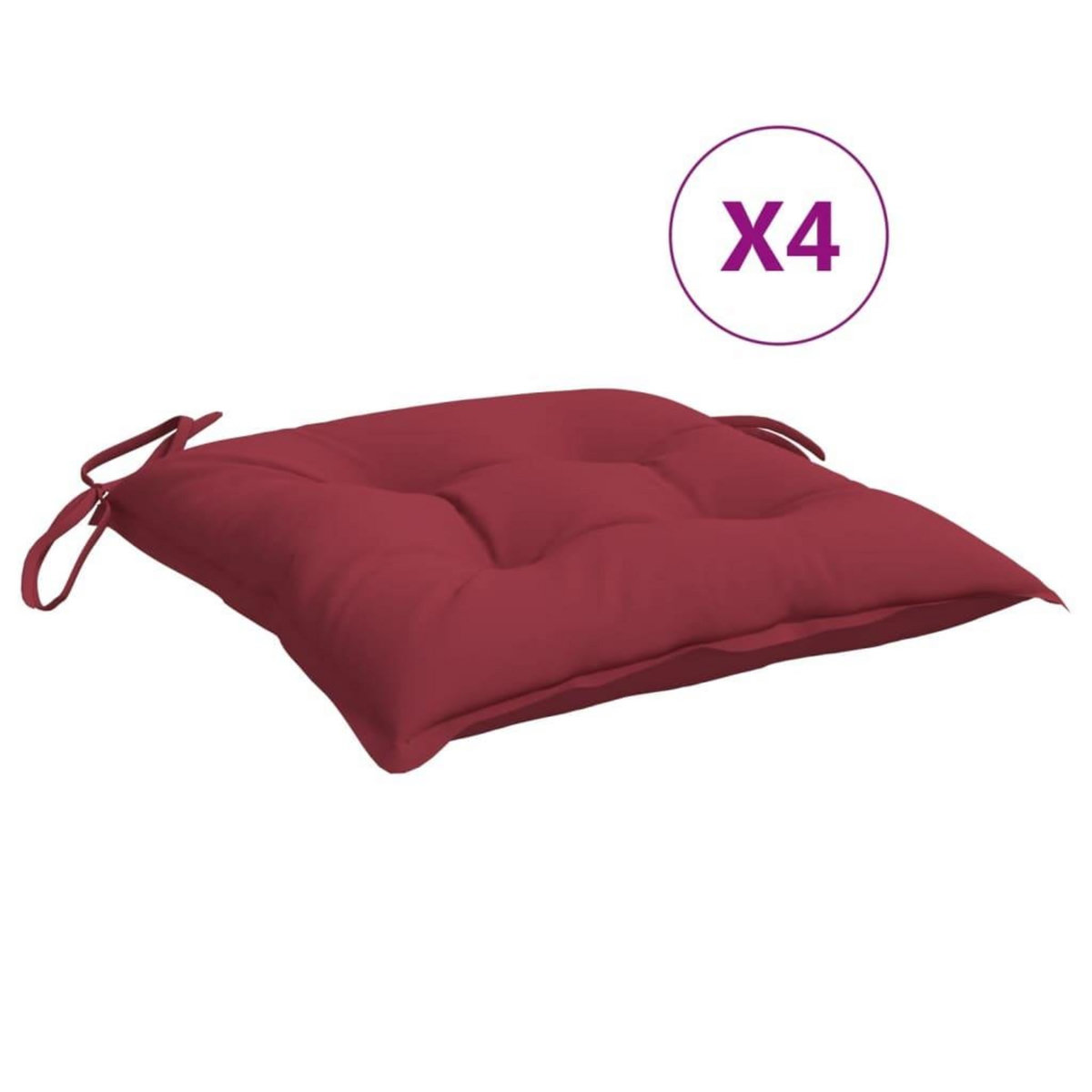 VIDAXL Coussins de palette lot de 4 rouge bordeaux 50x50x7 cm