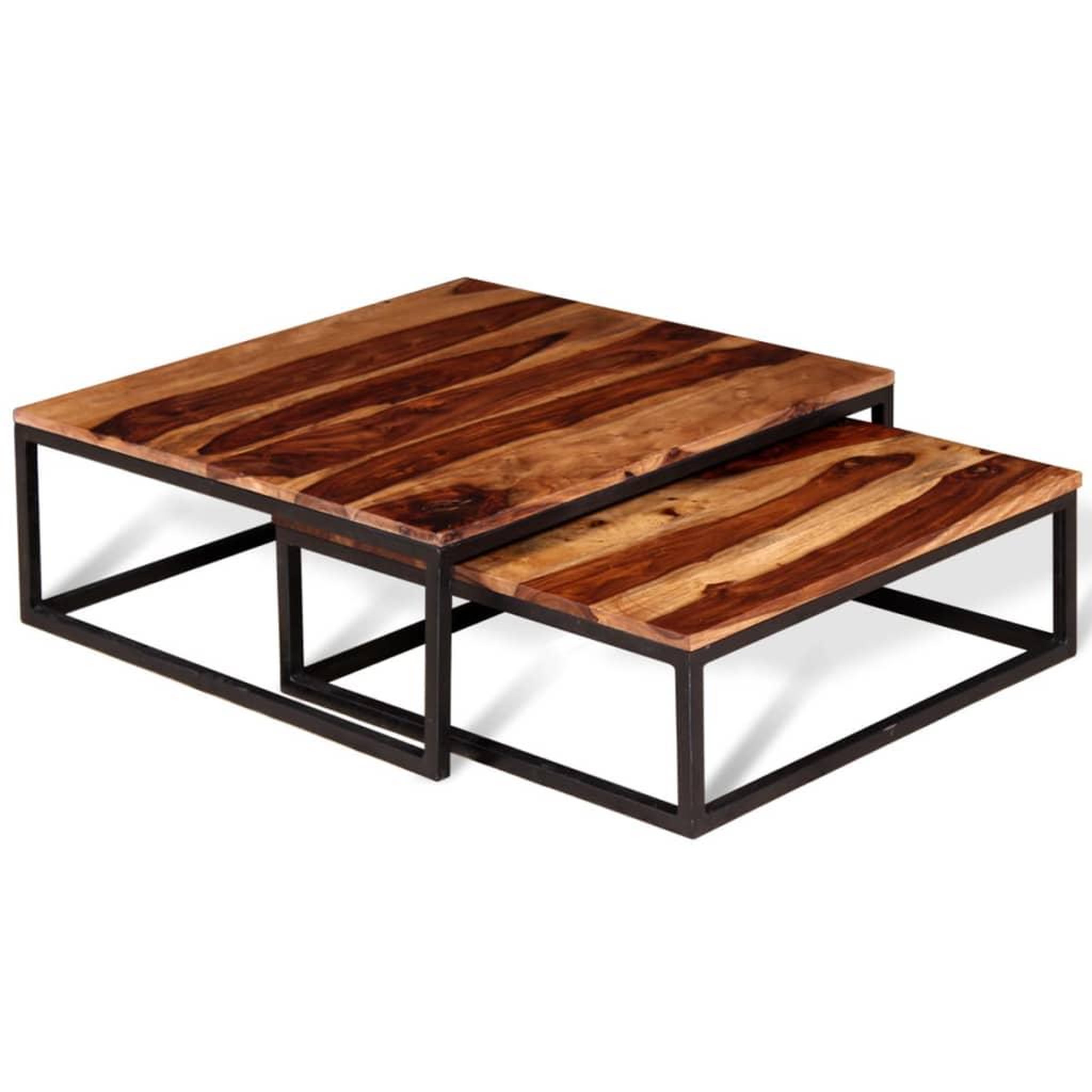 Voir la diapositive 5 : VIDAXL Ensemble de table basse gigogne 2 pcs Bois massif