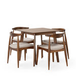 VS VENTA-STOCK Ensemble table 80x80 cm et 4 chaises de salle à manger Corzo Noyer