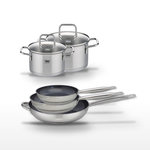 ELO Lot de 3 Poêles céramique sans PFAS 24/28/32 cm Elo Profi Therm Platinum et 2 Faitouts