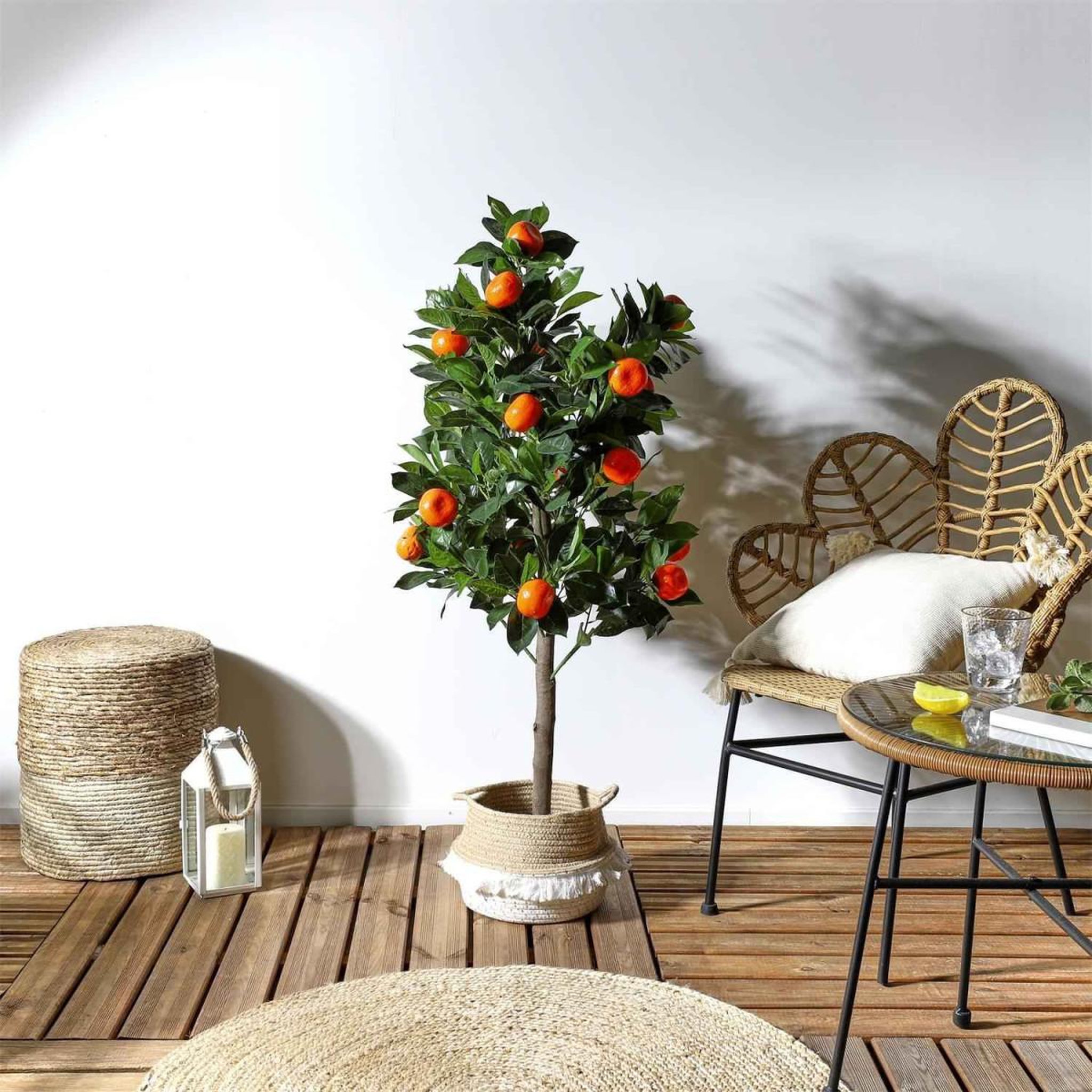 Voir la diapositive 2 : The Home Deco Factory Arbre artificiel en pot  oranger  120cm vert
