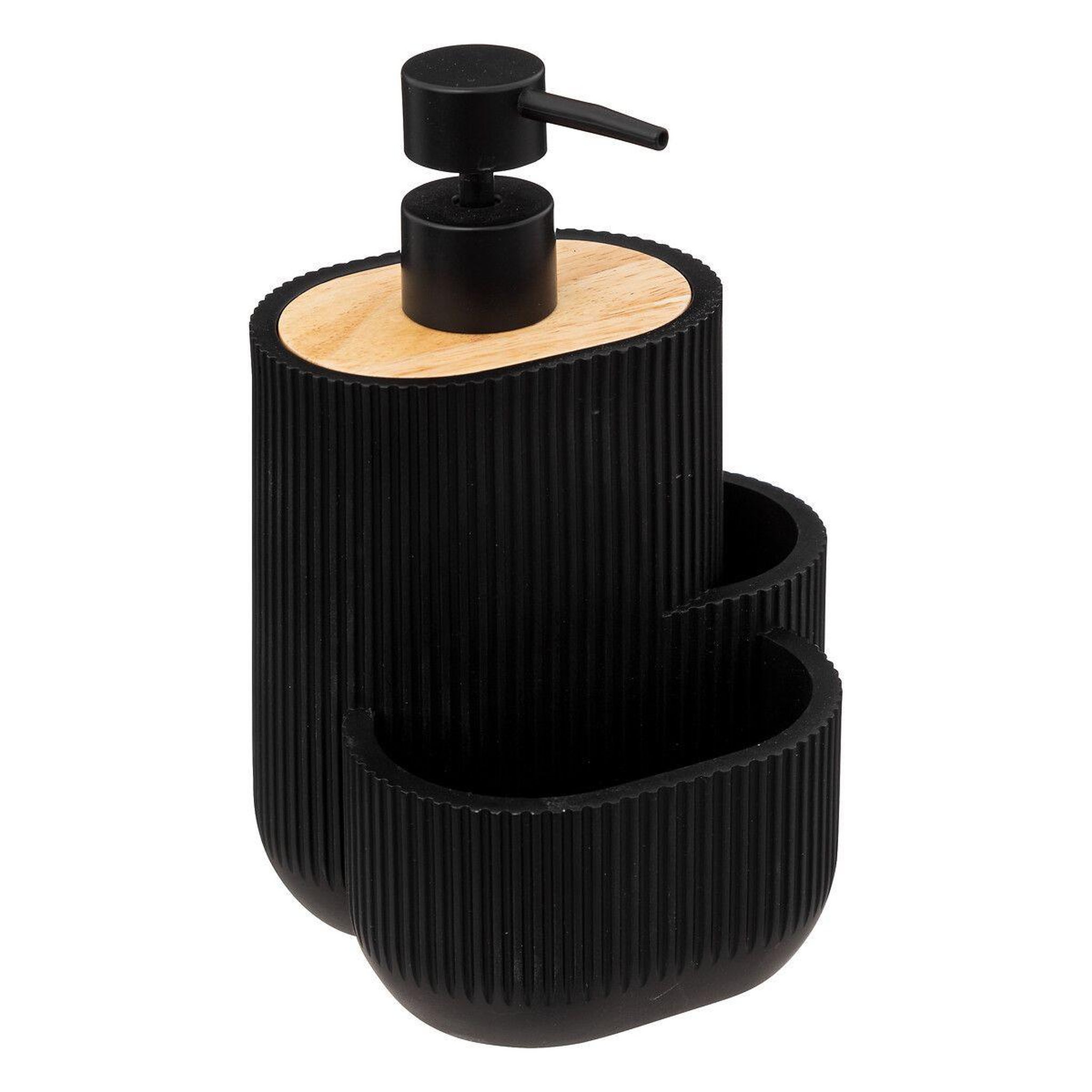 Voir la diapositive 2 : FIVE Distributeur de savon & 2 accessoires  blackwood  18cm noir