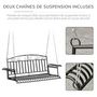 Voir la diapositive 5 : OUTSUNNY Banc suspendu 2 places balancelle de jardin en métal dim. 137L x 58l x 52H cm noir