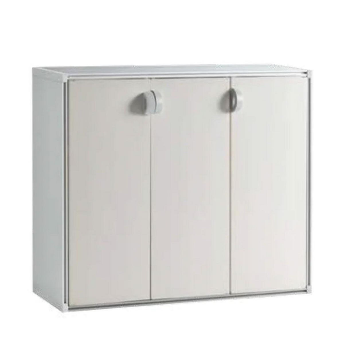 QBIK Armoire 3 portes Grise Résine avec étagère intérieure L 98 x P35 x H84 cm QBIK