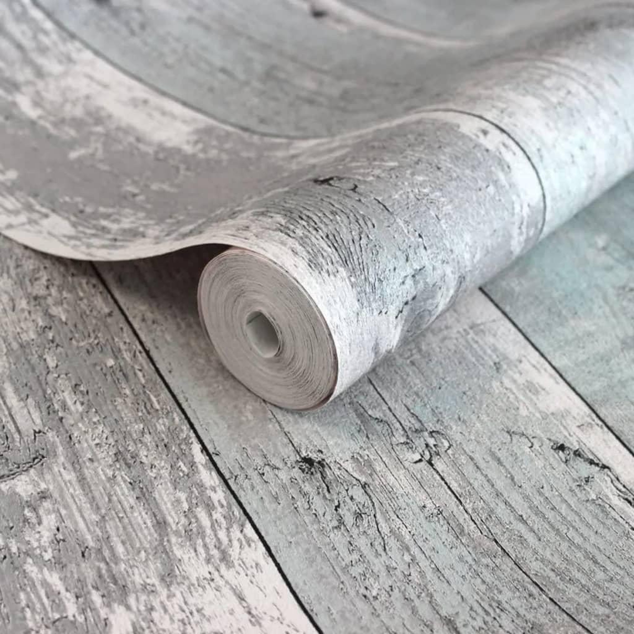 Voir la diapositive 2 : Noordwand Noordwand Papier peint Topchic Wooden Planks Gris et bleu