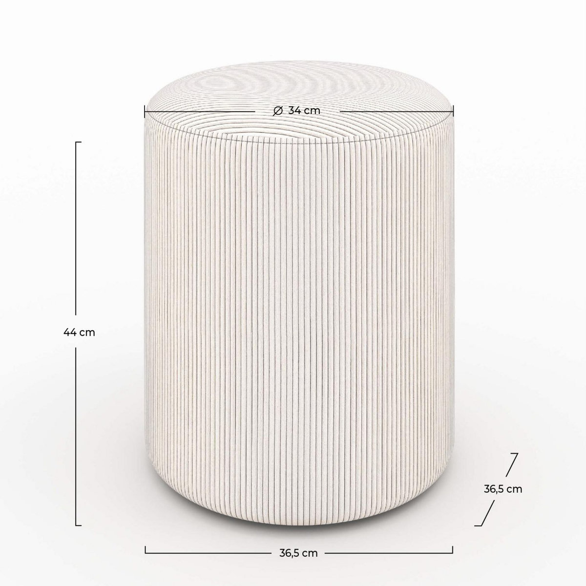 Rendez vous déco Pouf rond en velours côtelé beige - Lily