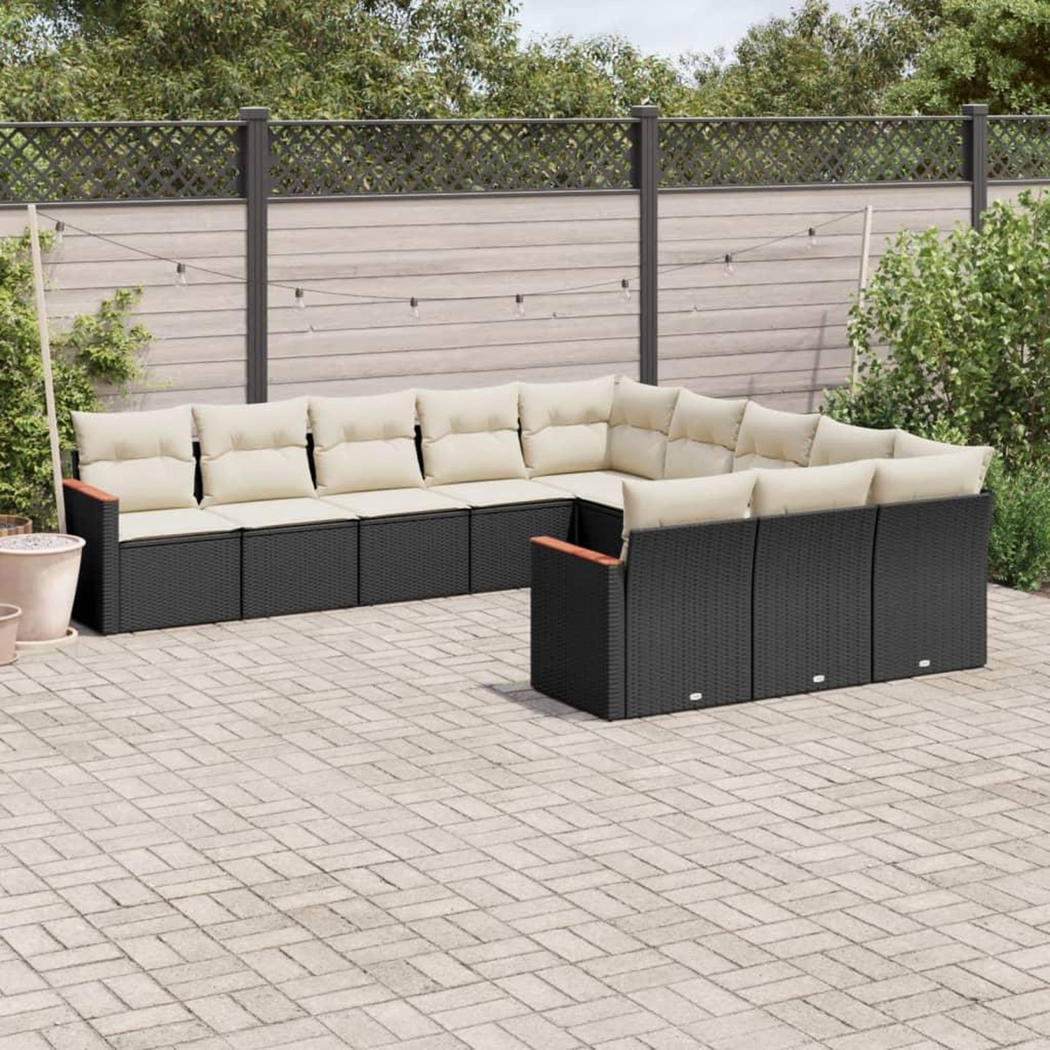 VIDAXL Salon de jardin 11 pcs avec coussins noir resine tressee
