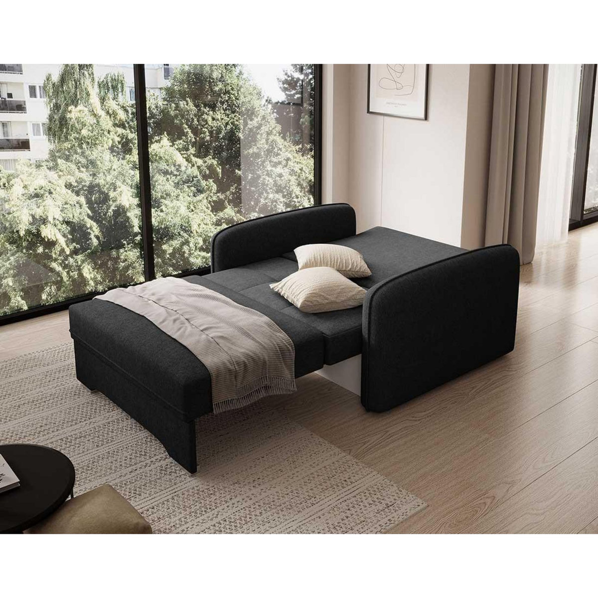 BEST MOBILIER Michelle - fauteuil convertible avec coffre en velours