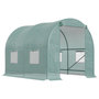 Voir la diapositive 1 : OUTSUNNY Serre de jardin tunnel 5 m² 2,45L x 2l x 1,98H m acier renforcé Ø 1,8 cm + PE haute densité 140 g/m² fenêtres porte déroulante vert