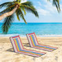 Voir la diapositive 2 : OUTSUNNY Lot de 2 tapis de plage rembourrés - dossier inclinable 5 positions - sac transport inclus - acier polyester multicolore