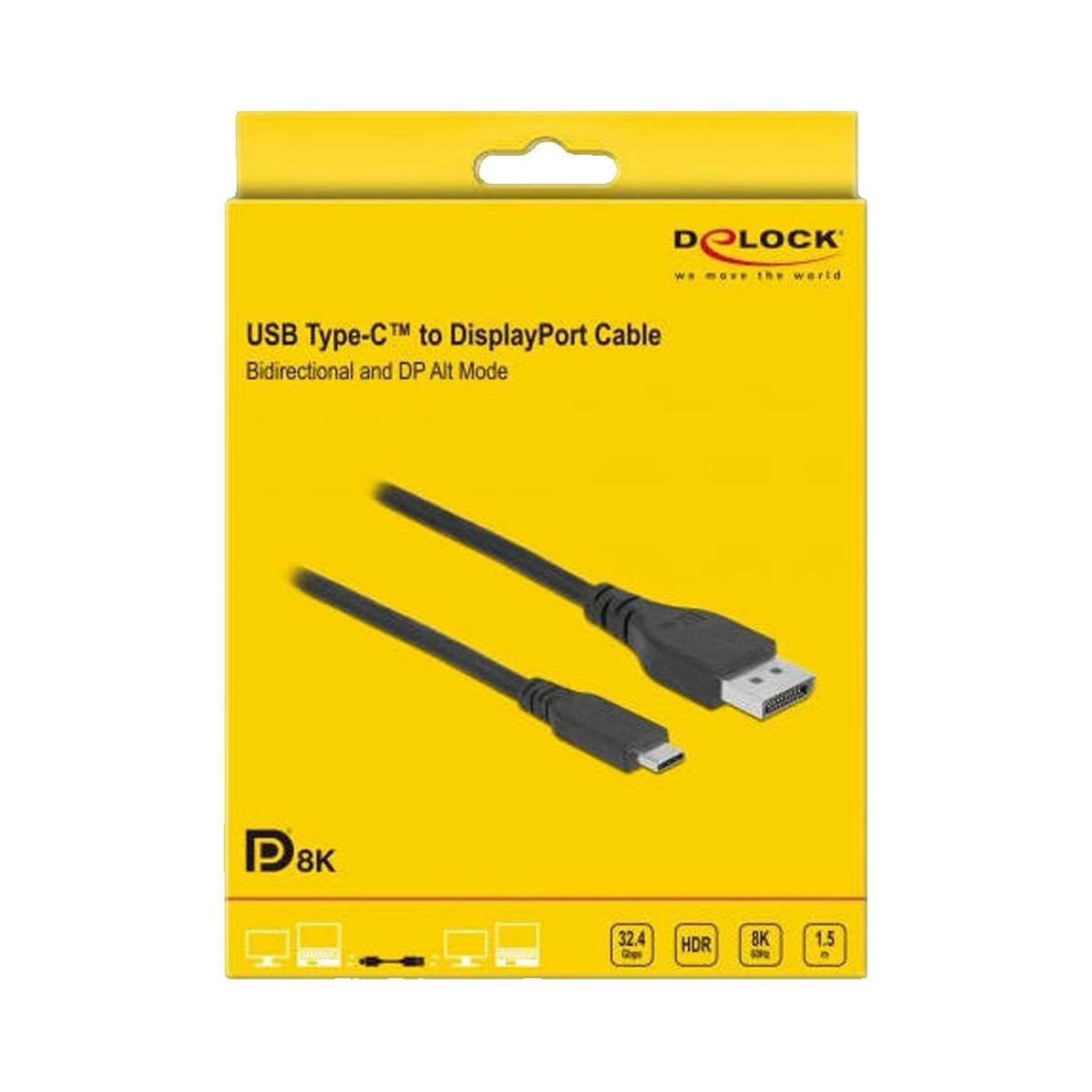 Voir la diapositive 2 : DeLock Câble USB-C Delock 86040 1,5 m pour DisplayPort