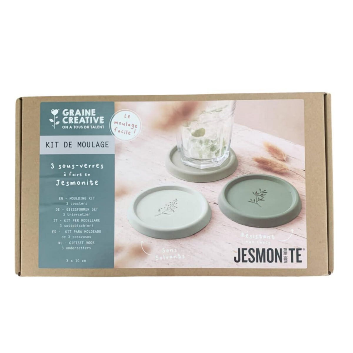 Graine créative Kit jesmonite - Dessous de verres a motifs