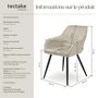 Voir la diapositive 6 : tectake Chaise de salle à manger en velours matelassée et capitonnée crème/noir Lot de 6
