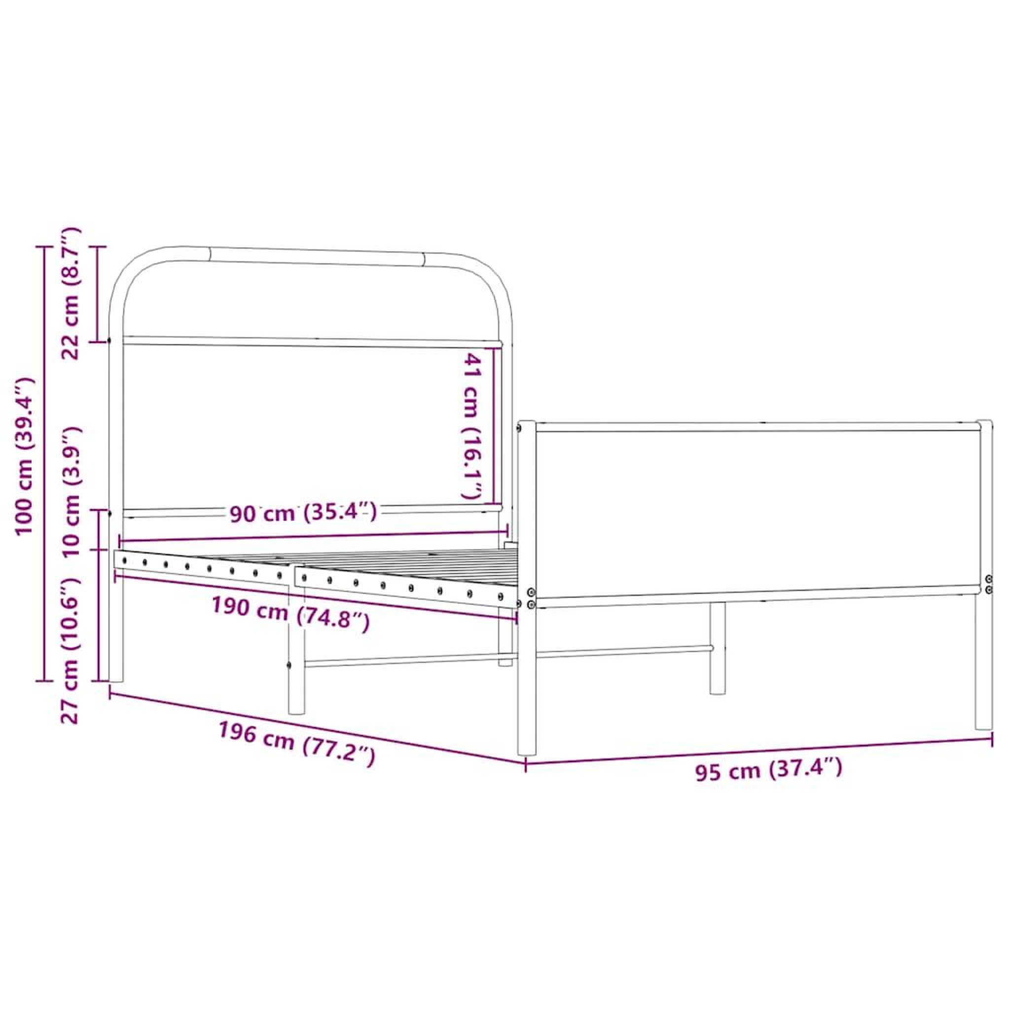 Voir la diapositive 6 : VIDAXL Cadre de lit sans matelas 90x190cm chene sonoma bois ingenierie
