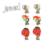 SOUZA Set de 3 boucles d'oreilles à clips - abeille champignon et coccinnelle