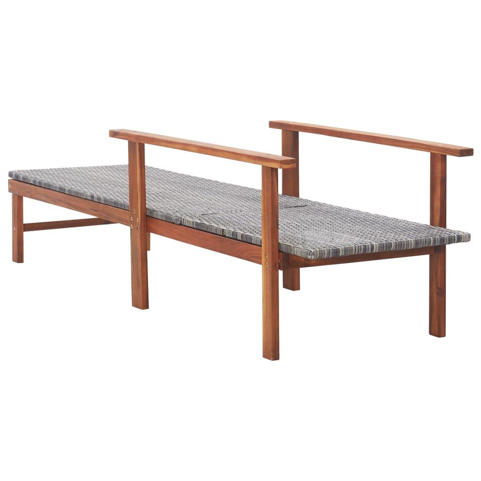 Voir la diapositive 4 : VIDAXL Chaise longue Resine tressee et bois d'acacia massif Gris