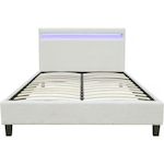 Habitat et Jardin Lit tissu bouclette avec LED  Maria  140x190cm - Crème