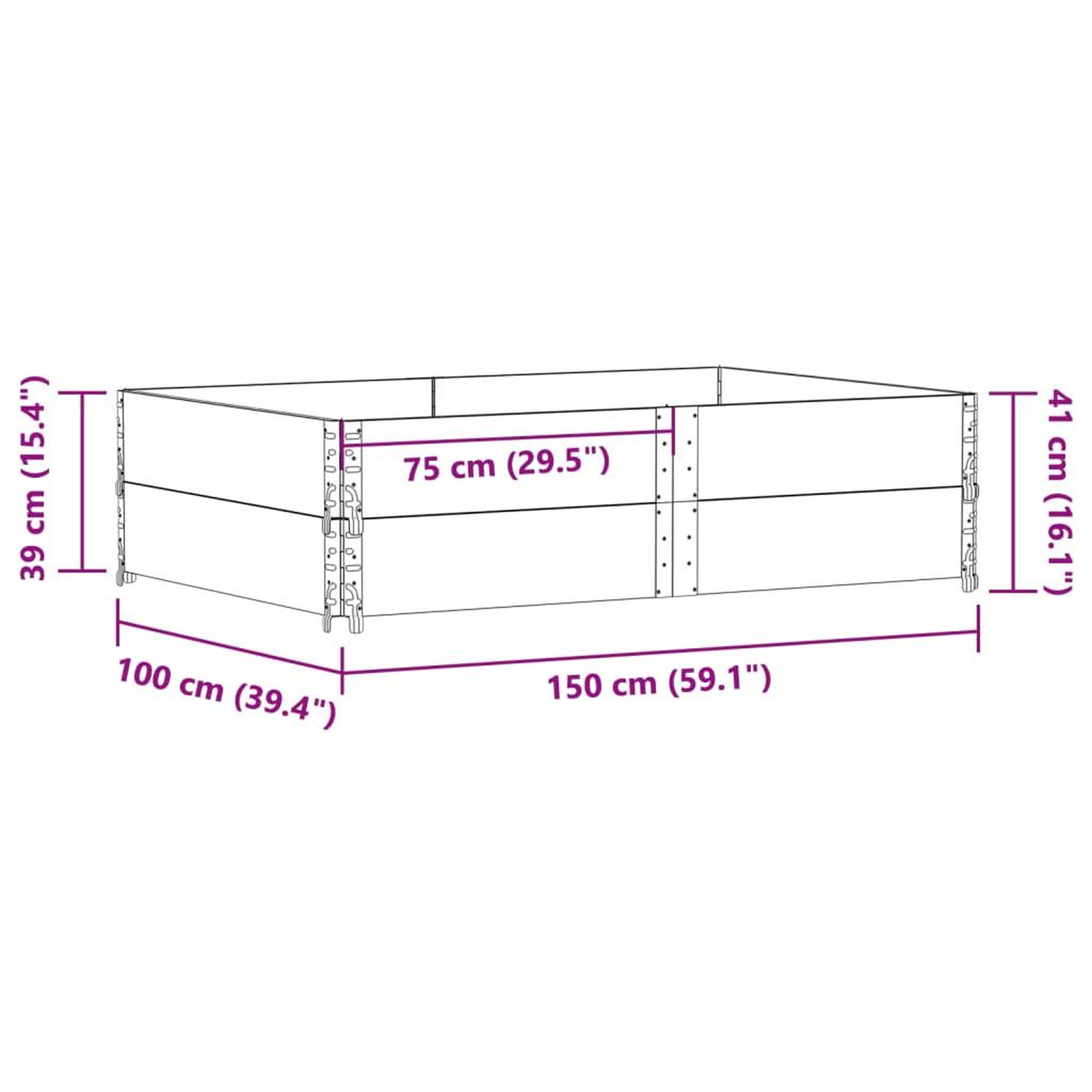 Voir la diapositive 6 : VIDAXL Jardiniere gris 150x100 cm bois de pin massif