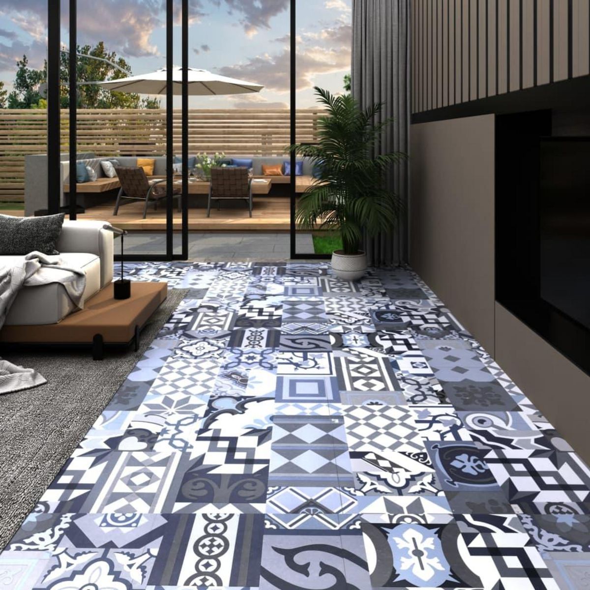 VIDAXL Dalle de plancher autoadhesif PVC 5,11 m^2 motif colore