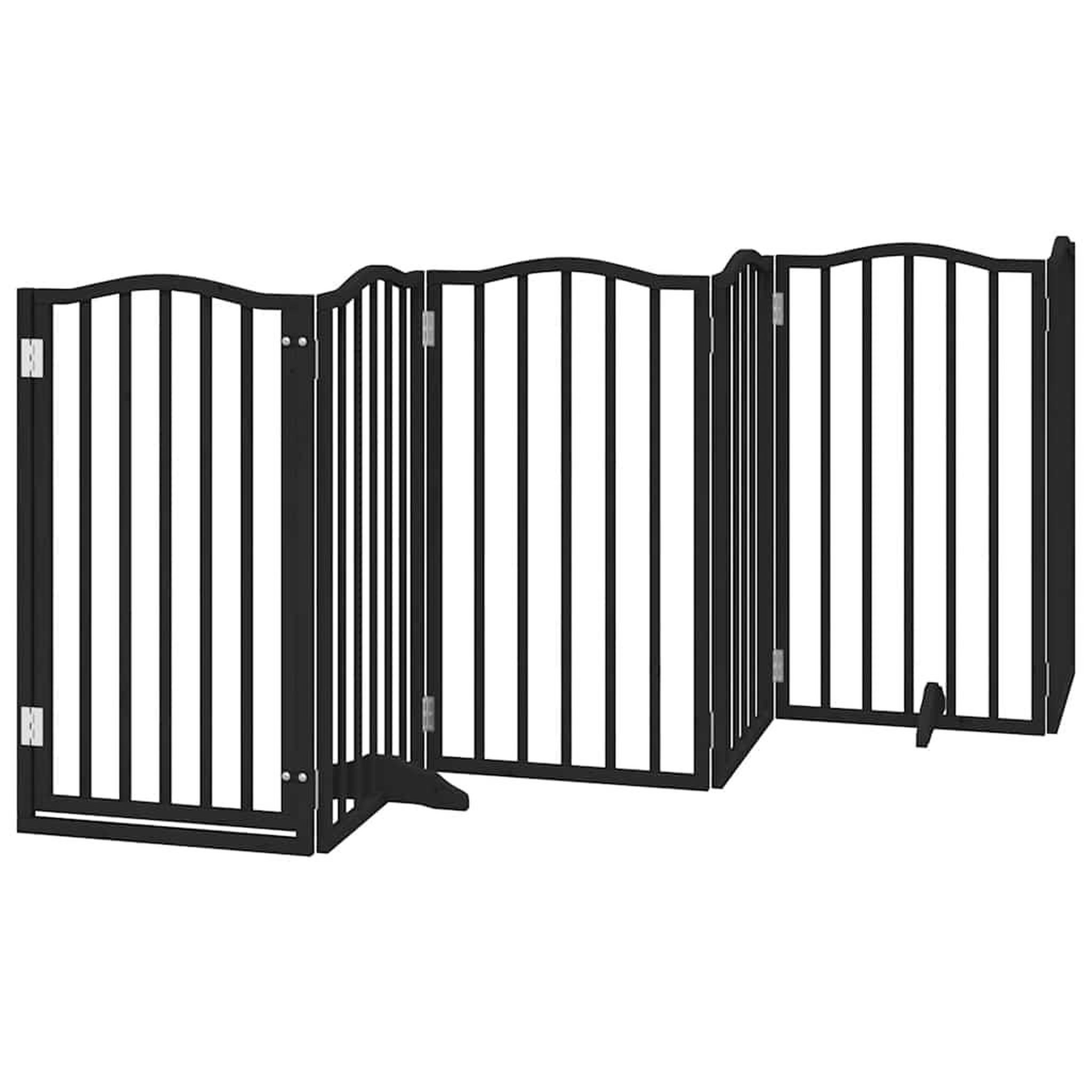 Voir la diapositive 4 : VIDAXL Barriere pour chien porte pliable 9 panneaux noir bois peuplier